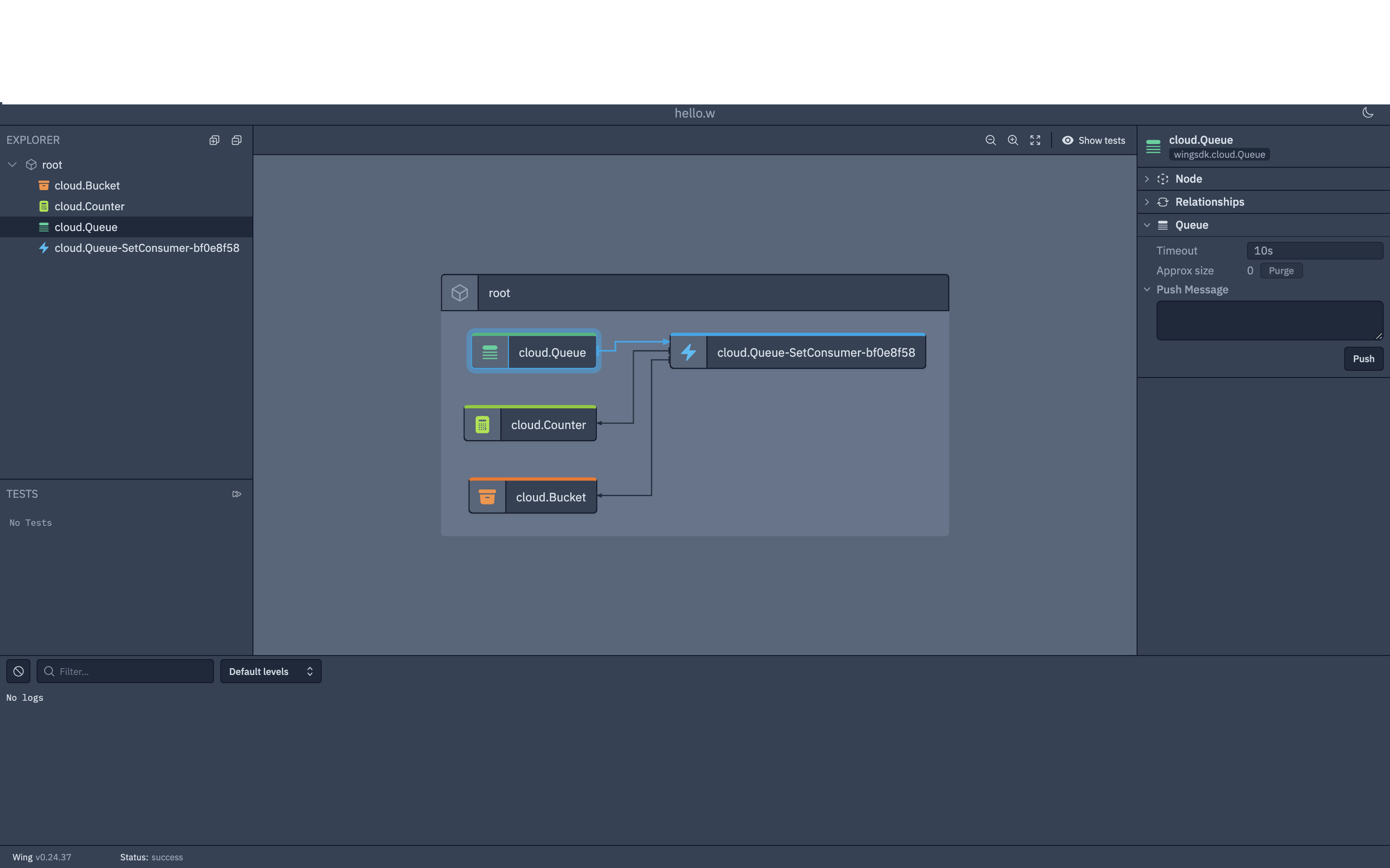 Queue resource Queue resource view in Wing Console